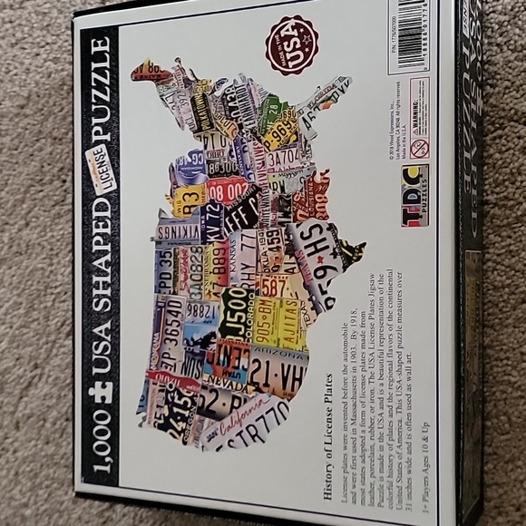 USA License Plate 1000 Piece Jigsaw Puzzle (1 pc missing) - Picture 3 of 5